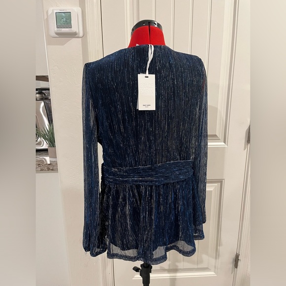 GRACE KARIN Women's Sequin Tops V-Neck Waist Pleat Blouse Lantern Sleeves - Picture 7 of 7